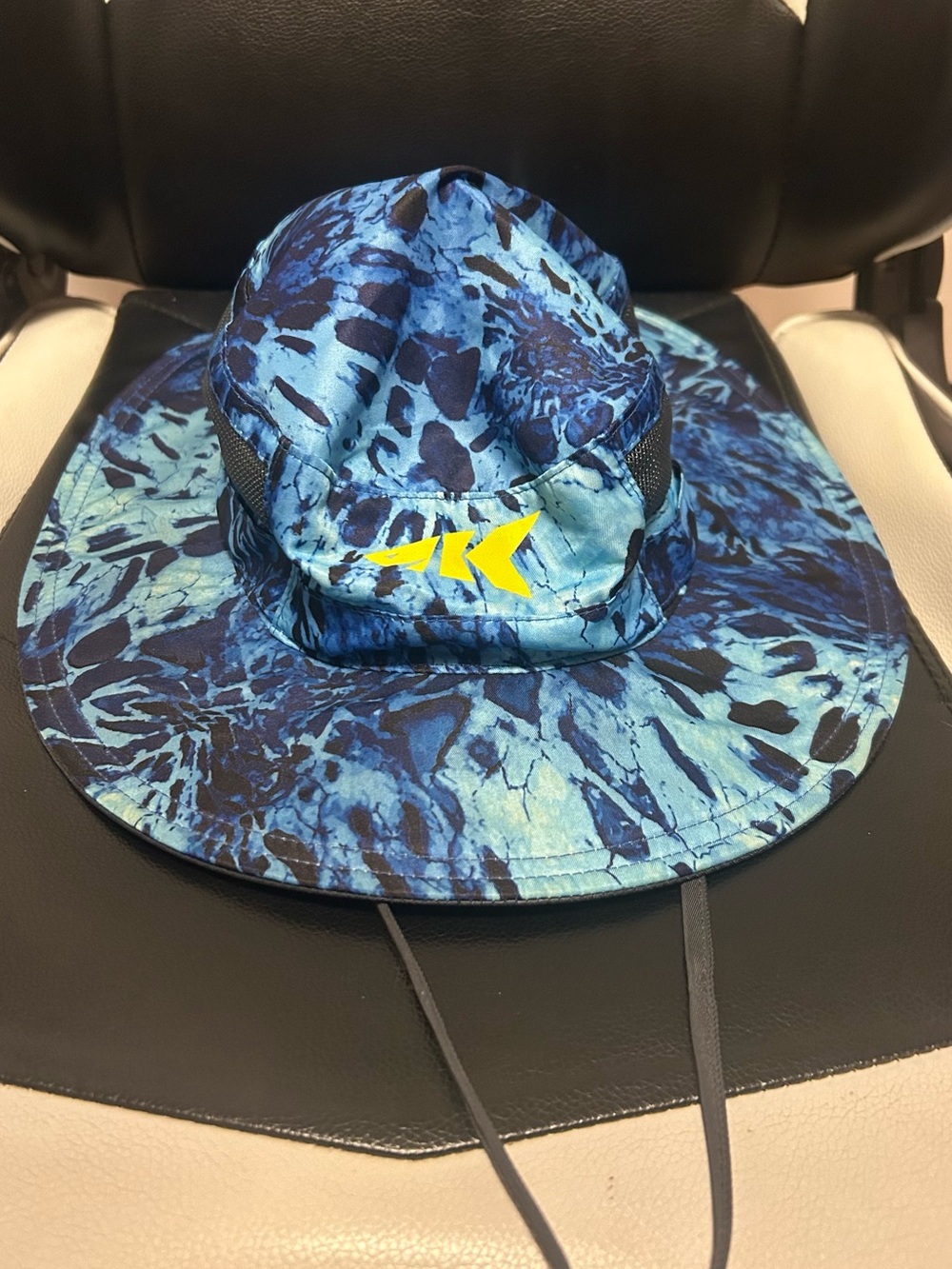 KastKing Blue Camo Boonie Hat - Wide Brim - Mesh Back - Adjustable Chin Strap OS